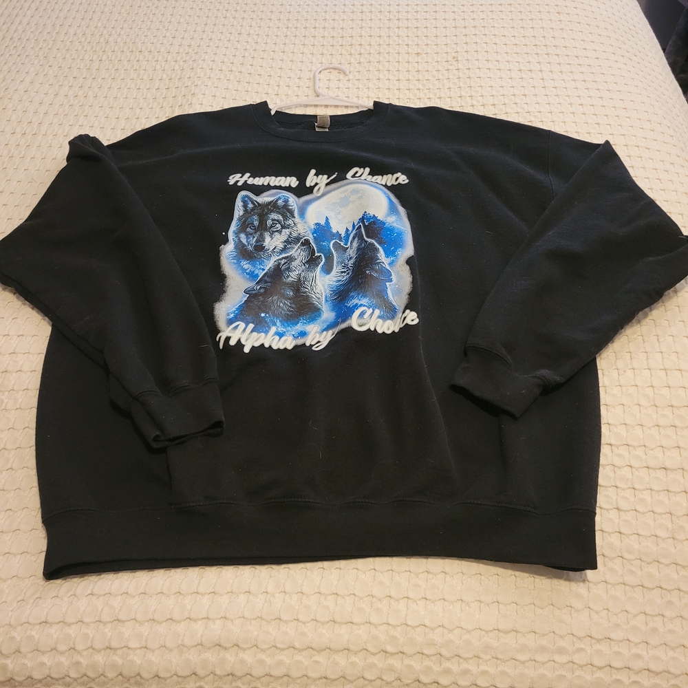 Gildan Black Graphic Men's Crewneck Sweater